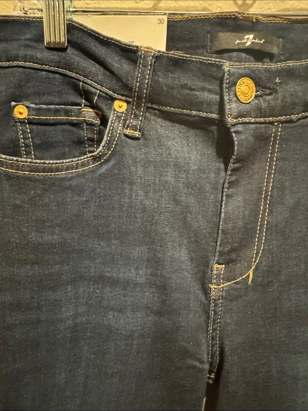 7 For All Mankind Dark Blue Dojo Tailorless Flate Wide Leg Trousers